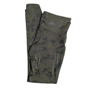 Spanx Faux Leather Leggings - 20185R - Matte Green Camo Black - XL